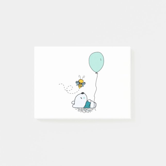 Notas Post-it® Oso y abeja divertidos (Anverso)