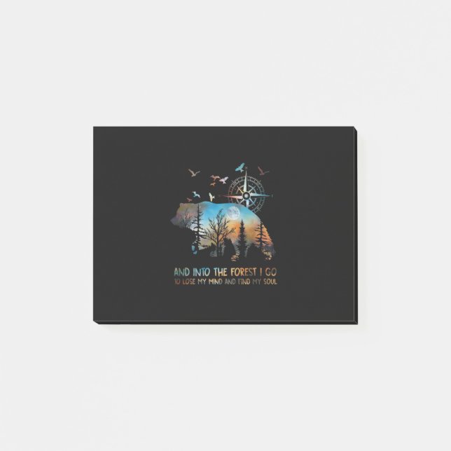 Notas Post-it® Oso Y En El Bosque Voy A Perder Mi Mente (Anverso)