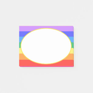 Notas Post-it® Óvalo blanco en arcoíris hermoso