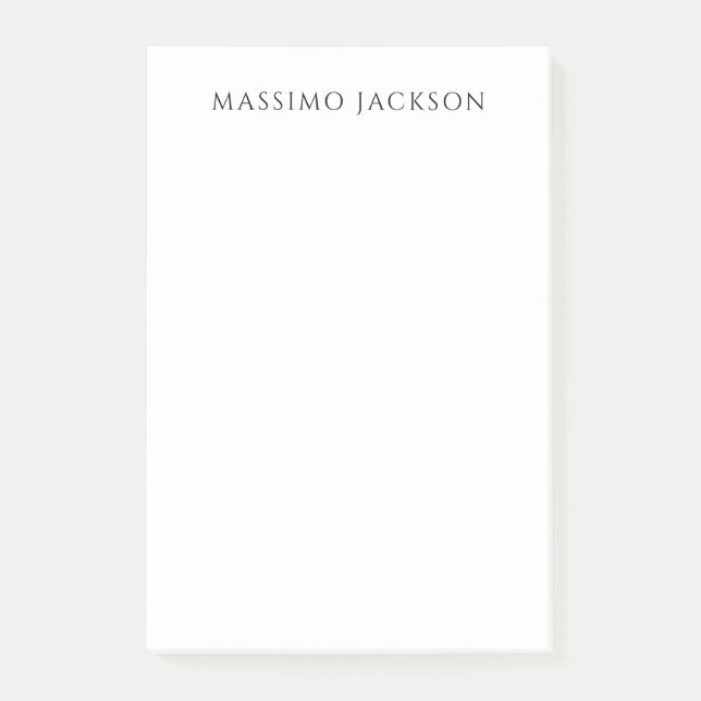 Notas Post-it® Own Name Calligraphy Chic Plain Simple Black White (Anverso)