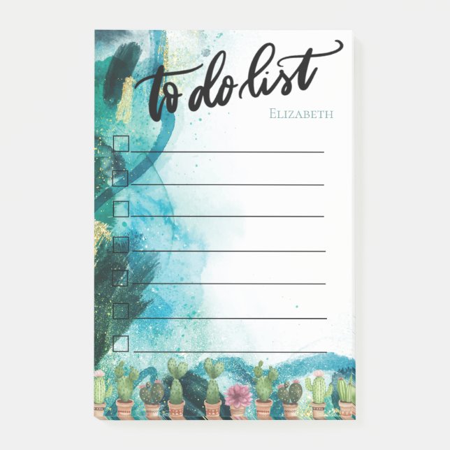 Notas Post-it® Paint Splash,Cactus To Do List (Anverso)