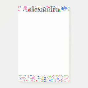 Notas Post-it® Paint Splatt Name Notes - Multi Rainbow