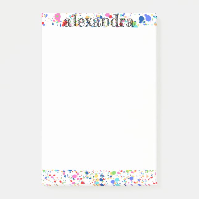 Notas Post-it® Paint Splatt Name Notes - Multi Rainbow (Anverso)