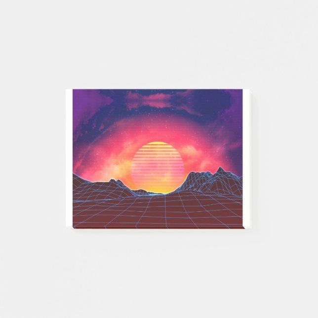 Notas Post-it® Paisaje de Vaporwave con las rocas (Anverso)