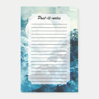 Notas Post-it® Paisaje místico de montaña bajo la luz de la luna