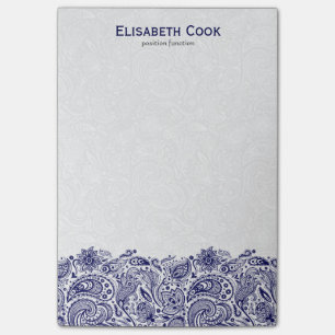 Notas Post-it® Paisley Lace Azul Y Blanco De La Marina