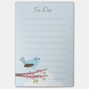 Notas Post-it® Pájaro azul en árbol del flor