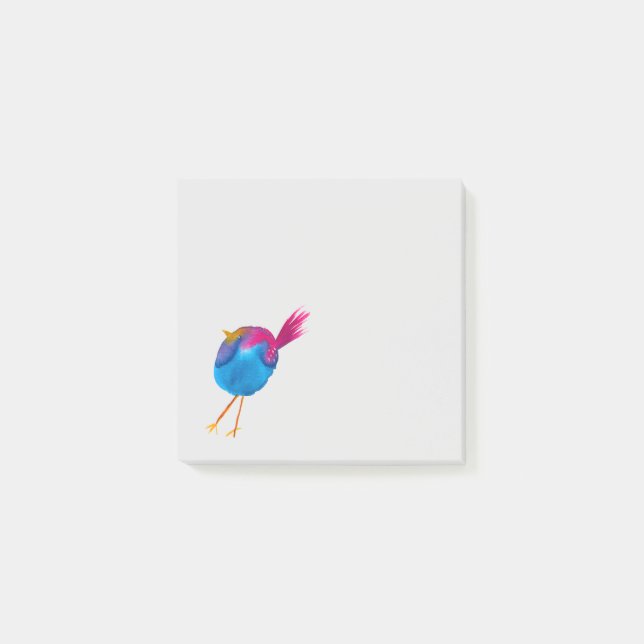 Notas Post-it® Pájaro azul lindo acuarela (Anverso)