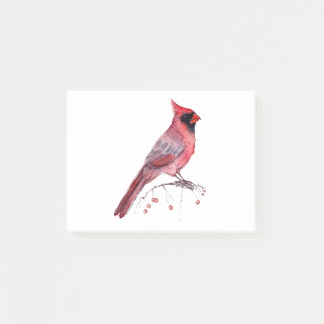 Notas Post-it® Pájaro cardinal rojo (Anverso)