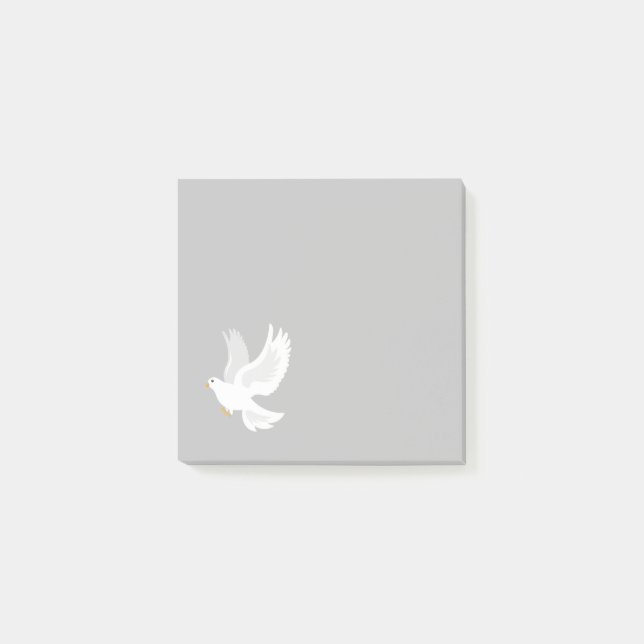 Notas Post-it® Pájaro de paloma blanco en gris (Anverso)
