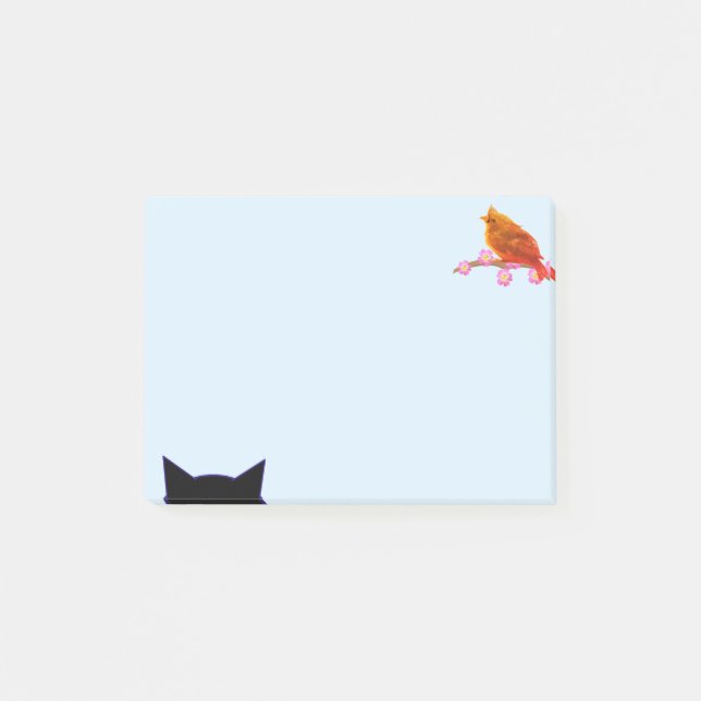 Notas Post-it® Pájaro Rojo y Gato Adorables (Anverso)