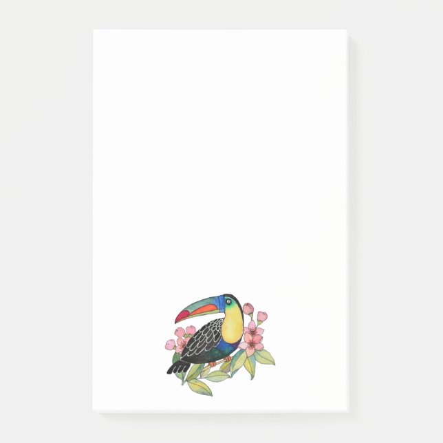 Notas Post-it® Pájaro Turco Acuático Con Flores (Anverso)