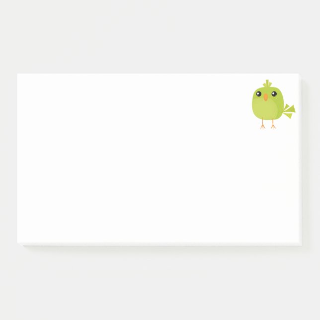 Notas Post-it® Pájaro Verde Dibujos Animados   (Anverso)