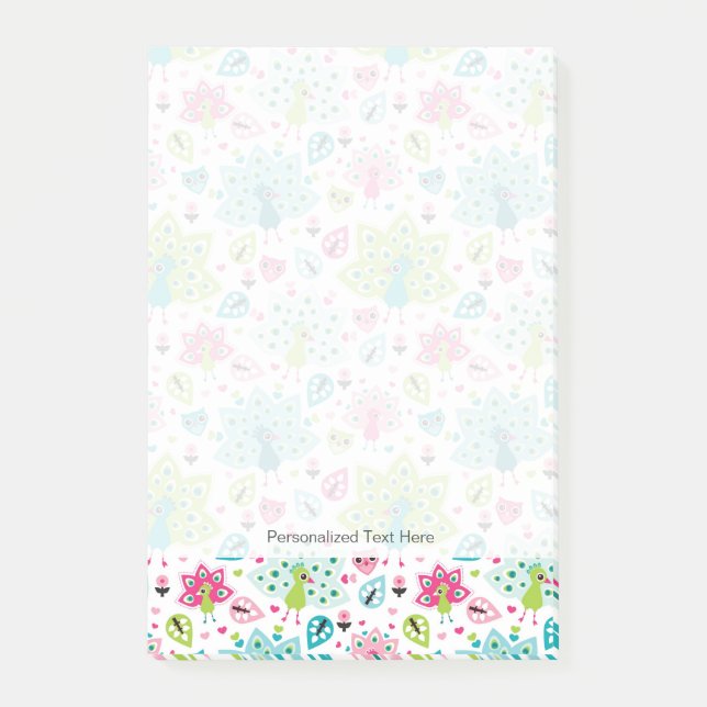 Notas Post-it® pájaro y búho del pavo real (Anverso)