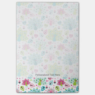 Notas Post-it® pájaro y búho del pavo real