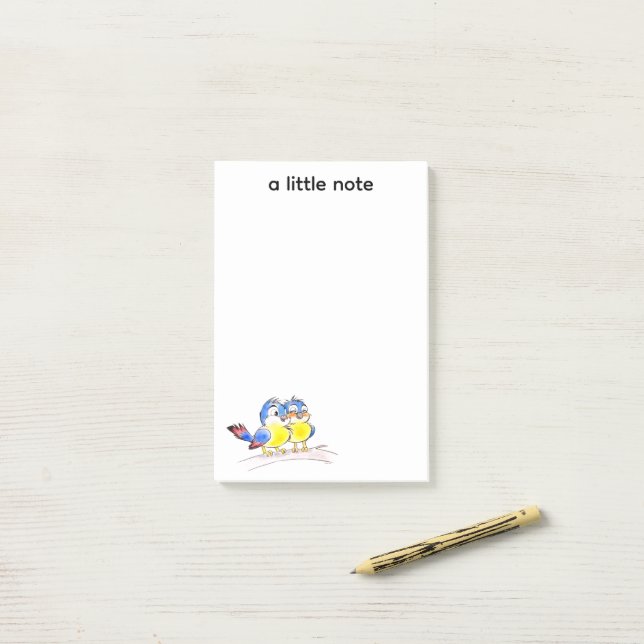 Notas Post-it® Pájaros Azules Dulces en una Rama (Escritorio)