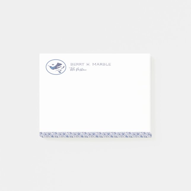 Notas Post-it® Pájaros y hojas del tarareo de Delft (Anverso)