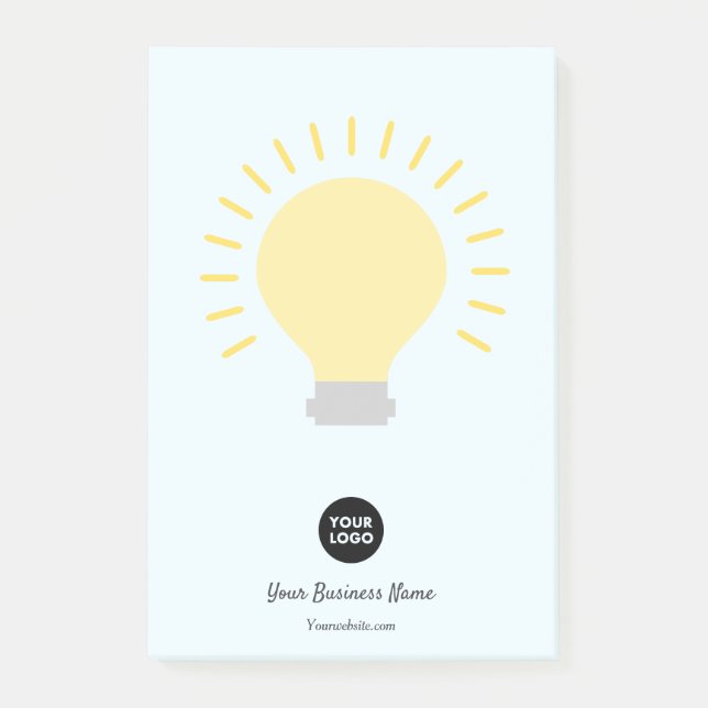 Notas Post-it® Pale Blue Your Logo Light Bulbo Notes (Anverso)