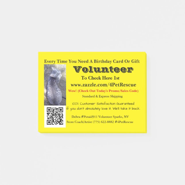 Notas Post-it® Palillo se ofrece voluntariamente #4PetRescue (Anverso)