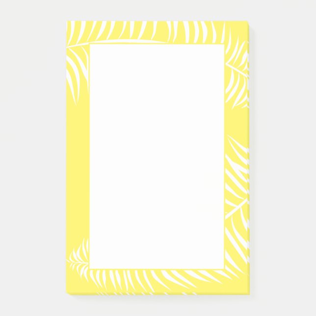 Notas Post-it® Palm Leaf Tropical Blanco Amarillo (Anverso)