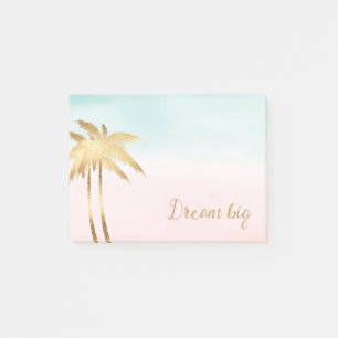 Notas Post-it® Palm Trees Tropicales Mint Pink Ombre de oro sueña