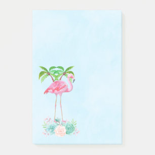 Notas Post-it® Palmeras de Flamingo Rosa y Suculentos Florales