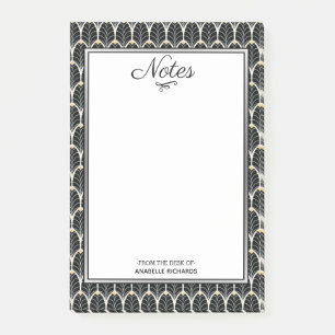 Notas Post-it® Palmettos negros Art Deco de los años 1920