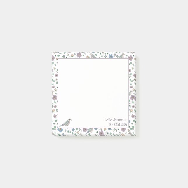 Notas Post-it® Palomas y flores (Anverso)