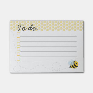 Notas Post-it® Panal amarillo lindo de la abeja de la miel del