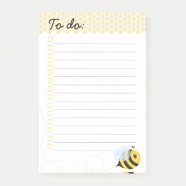 Notas Post-it® Panal amarillo lindo de la abeja de la miel del (Anverso)