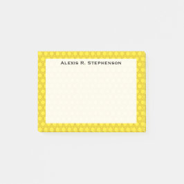 Notas Post-it® Panal de abeja marrón en amarillo con monograma