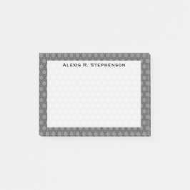 Notas Post-it® Panal negro con monograma en gris medio
