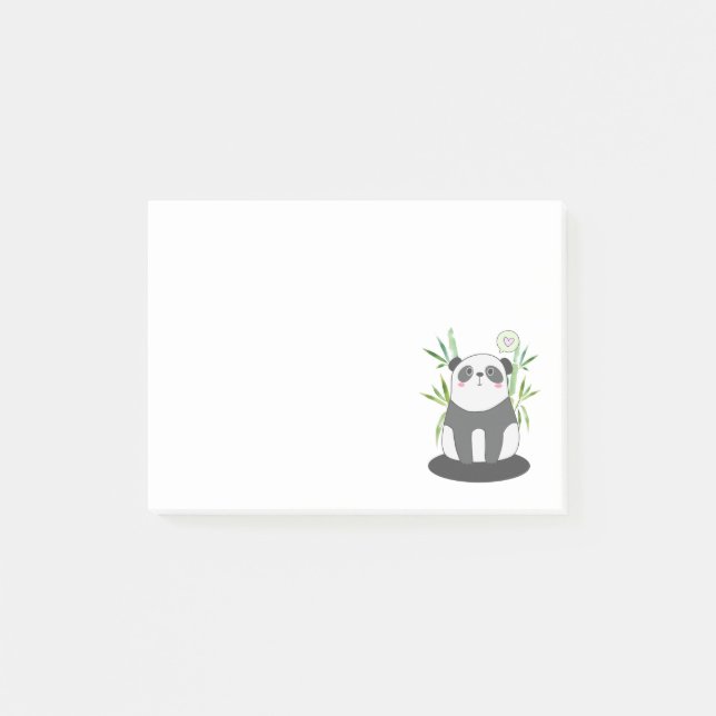 Notas Post-it® Panda blanco y negro lindo en Bambú (Anverso)