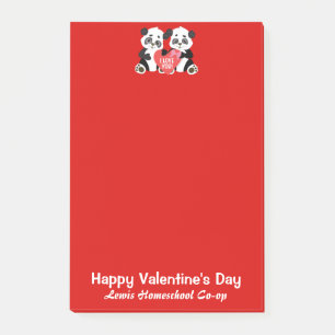 Notas Post-it® Panda Homeschool Co-op El día de San Valentín