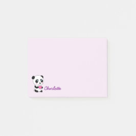 Notas Post-it® Panda linda con un nombre personalizado corazón