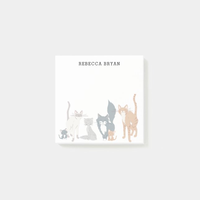 Notas Post-it® Pandilla personalizada de gato (Anverso)