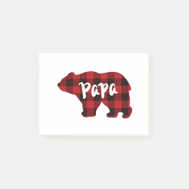 Notas Post-it® Papa Bear - Funda de búfalo roja y negra (Anverso)