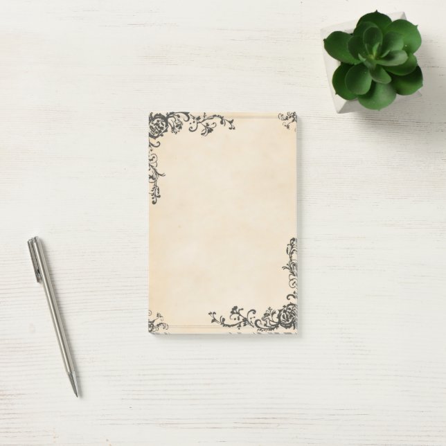Notas Post-it® Papel antiguo de marco elegante (Oficina)