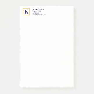 Notas Post-it® Papel de carta personalizado con monograma clásico