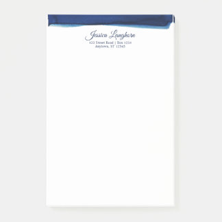 Notas Post-it® Papel de carta personalizado de acuarela azul mari