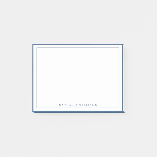 Notas Post-it® Papel de carta simple con borde azul marino básico (Anverso)