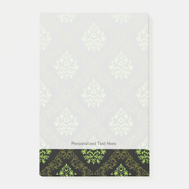 Notas Post-it® Papel de la pared verde floral (Anverso)
