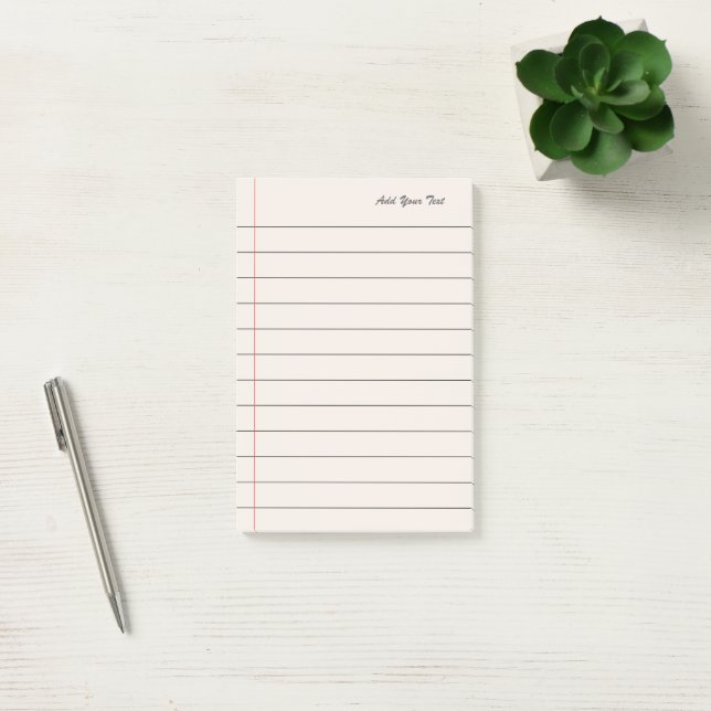 Notas Post-it® Papel escolar en línea rosada personalizado (Oficina)