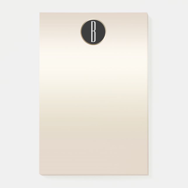 Notas Post-it® Papel Kraft Dorado Perla con Brillo Glam Monograma (Anverso)