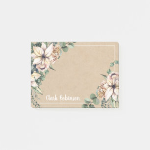 Notas Post-it® Papel Kraft Poinsettia blanca floral