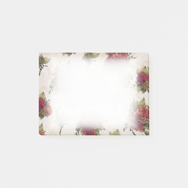 Notas Post-it® Papel pintado antiguo del rosa rojo (Anverso)