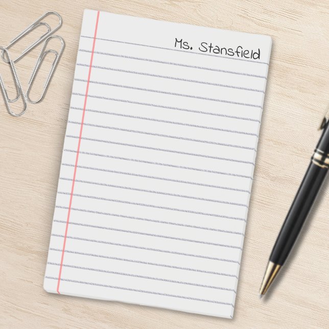 Notas Post-it® Papel portátil en línea para estudiantes docentes (lined notebook paper stick notes for teachers or students)