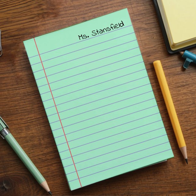 Notas Post-it® Papel portátil en línea verde (Green Lined Notebook Paper Post-it Notes
)