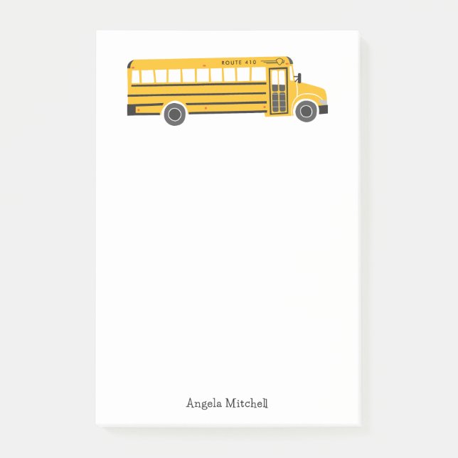 Notas Post-it® Papelería personal de autobús escolar amarillo (Anverso)