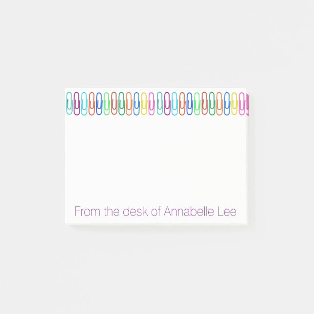 Notas Post-it® Paperclips coloreados (Anverso)